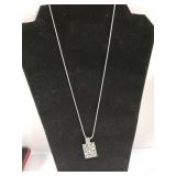 Ladies Silver Necklace And Pendant Marked Italy