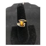 Gold Ring With Tiger Eye Stone Marked 18kt HGE