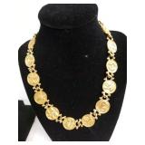 Gold Tone Zodiac Necklace Marked Anne Klein