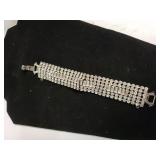 Ladies Silver Tone And Diamond Like Bracelet