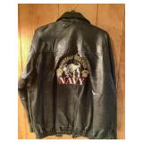 Leather U.S. Navy Jacket USS Briareus size XL