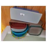Assorted Plastic Containers,  Plates