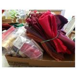 Assorted Cloth Napkins & Holder