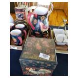 Rooster Pitcher. Plates, Decorative Box