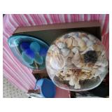 Bowl Of Shells,  Blue Bowl, Rocks