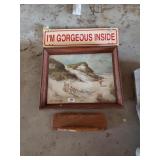 Beach Picture  Sign, Small Wood Shelf