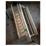 White Shelving Unit & Wooden Pole Rack