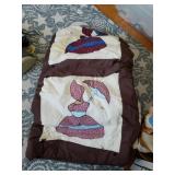 Cranberry/blue/brown Full Bed Cover With Dust