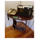 Wooden Magazine Table,  Phone, Radio