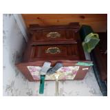 Dark Wood 2 Drawer Bed Table