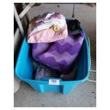 Tote With Assorted Blankets, Towels & More