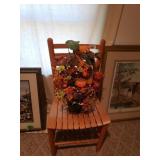 Fall Floral Arrangement & Wooden Chair