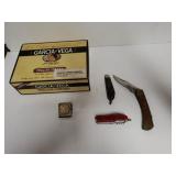Pocket Knives, Cigar Box And Magnet