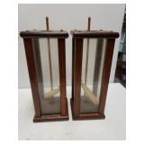 Wood Framed Lantern Type Candle Holder