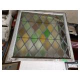 Distressed Framed Stained Glass Like Window