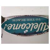 Welcome To The Beach Metal Sign