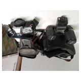 Minolta X-370 Camera, Zunon Lens, Flash, Cases