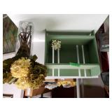 Small Decorative Green 2 Shelf Stand, Floral