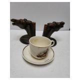 Horse Bookends & Hialeah Cup & Saucer