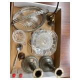 Misc Glassware - Pewter Candlesticks & more