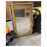 Vintage wooden mirror-front cabinet