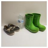 Boys Croc Rain Boots And Boys Loafers, Size 10c