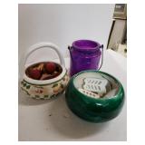 Green Bowl, Potpourri Bowl, Purple Glass