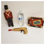 Vintage Items,  Wooden Gun, Lotto Game And Wooden