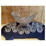 Fostoria Punch Bowl & 12 Serving Cups