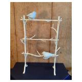 Bird Figurine Metal Jewelry Stand