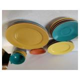 Assorted Colorful Plates, Cup, Saucers