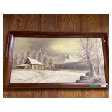 Winte Cottage in the Mountains Painting by H.