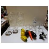 Glass Fruit And Veggies, Globes Salt And Pepper