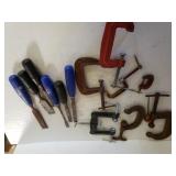 Assorted Clamps & Chisels