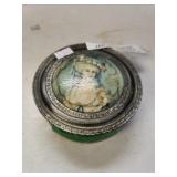 Antique Pewter Trinket Box With Mirror
