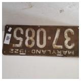Maryland 1922 License Plate