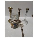 Candle Holders, Jar Of Shells & More