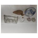 Crystal Snowflake Paperweight,  Schweppes Plate &