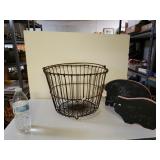 Vintage Egg Basket And Chalkboard Pig Wall Decor