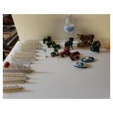 Toy Rackers Boats And Fence And Figurines