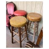 3 Vinyl Seat Wood Barstools