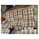 Primitive Colored Plaid Double Reclining Sofa -