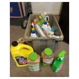 Tote Of Assorted Cleaning Or Growing Supplies