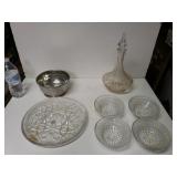 Decanter Bowls Serving Plate And Pewter Bowl