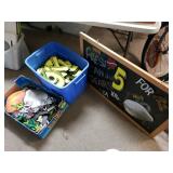 Double Sided Magnetic Chalkboard With Tote Full