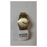 Ladies Goldtone Majestime 17 Jewel Elastic Band