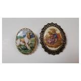 (2) Vintage Brooches - Dog & Victorian
