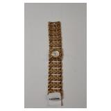 Ladies Gold Tone Wide Bracelet Watch - Marked