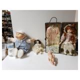 Vintage Dolls. Porcelain Doll In Trunk With
