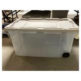 Sterilite Plastic Storage Tote w/Wheels & Handle